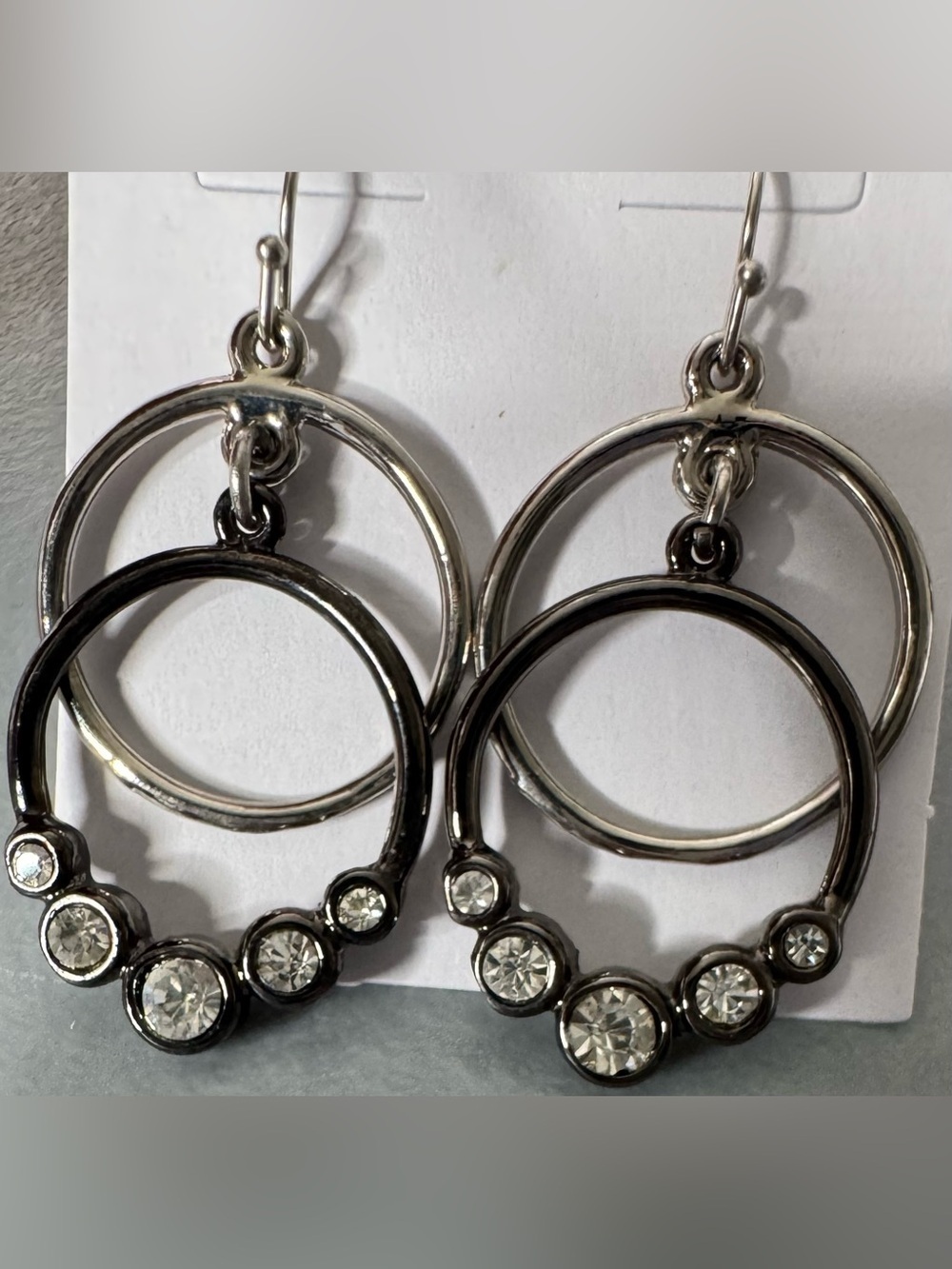 Women's Silver-Tone Hoop Earrings with Clear Crystals elegant classy